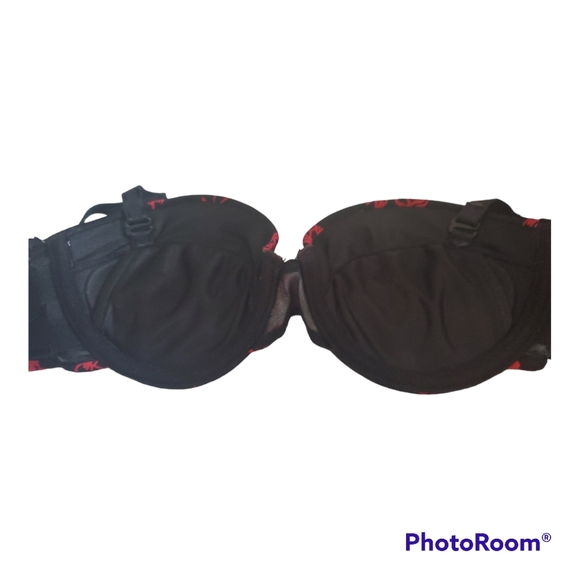 LA VIE EN ROSE Black Red Push Up Bra - Size XS, 32A - Picture 4 of 5